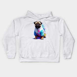 Charming Pug in Trendy Varsity Jacket Kids Hoodie